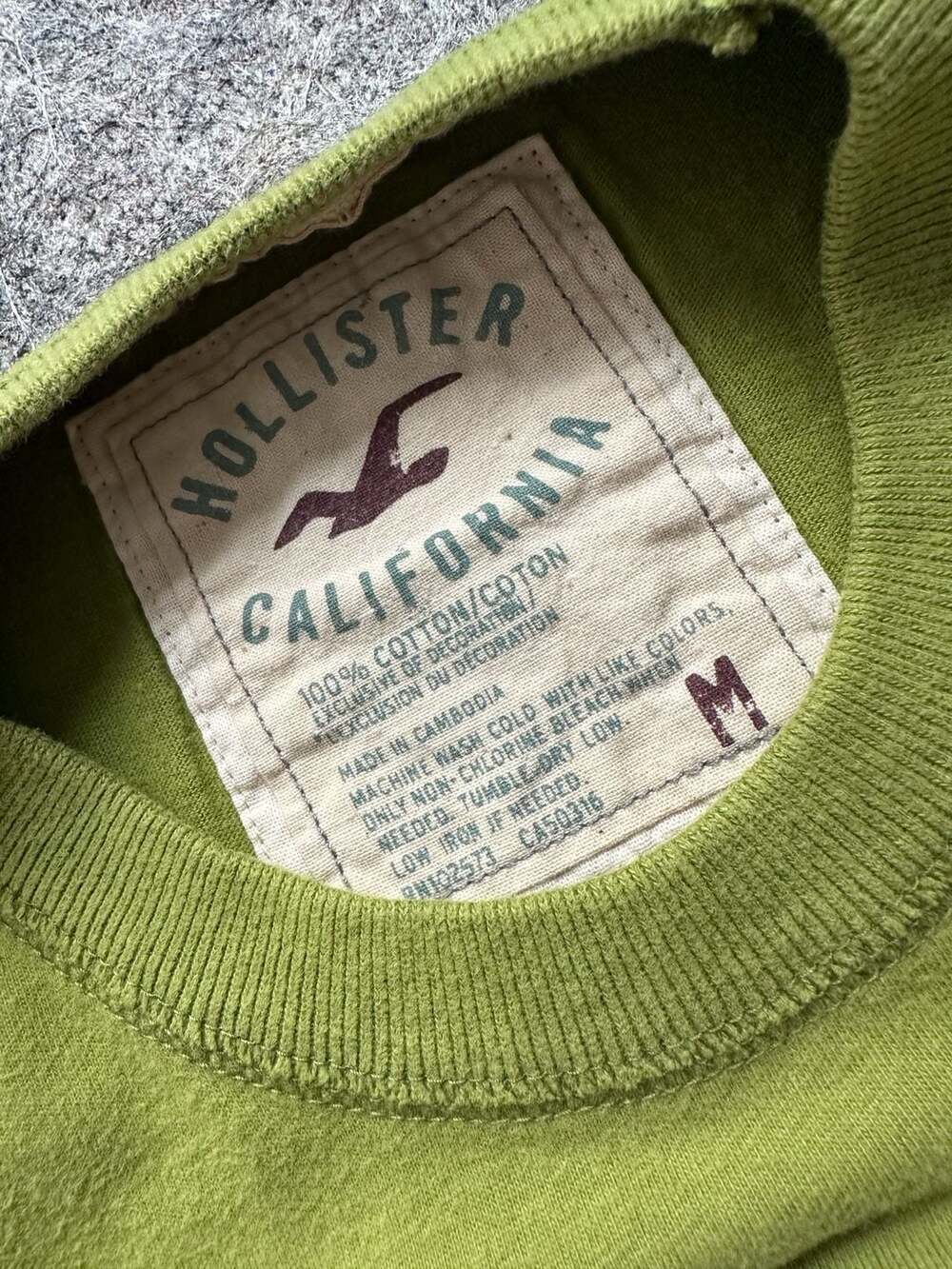 Vintage y2k Hollister California Green Applique Logo Short Sleeve T-Shirt M - Picture 4 of 6